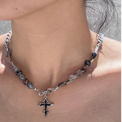 【CHEALIMPID】Stone Multi Design Gothic Mode Cross Necklace  CL0016