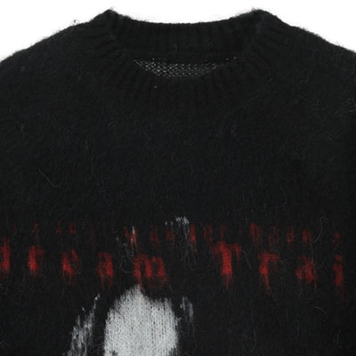 【ANNX】Front dark girl illustration design loose silhouette knit sweater  AN0020