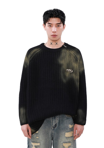 【MR nearly】Random color washed design knit sweater  MR0145