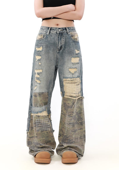 【MR nearly】Double fabric design high gimmick rosé denim pants  MR0147