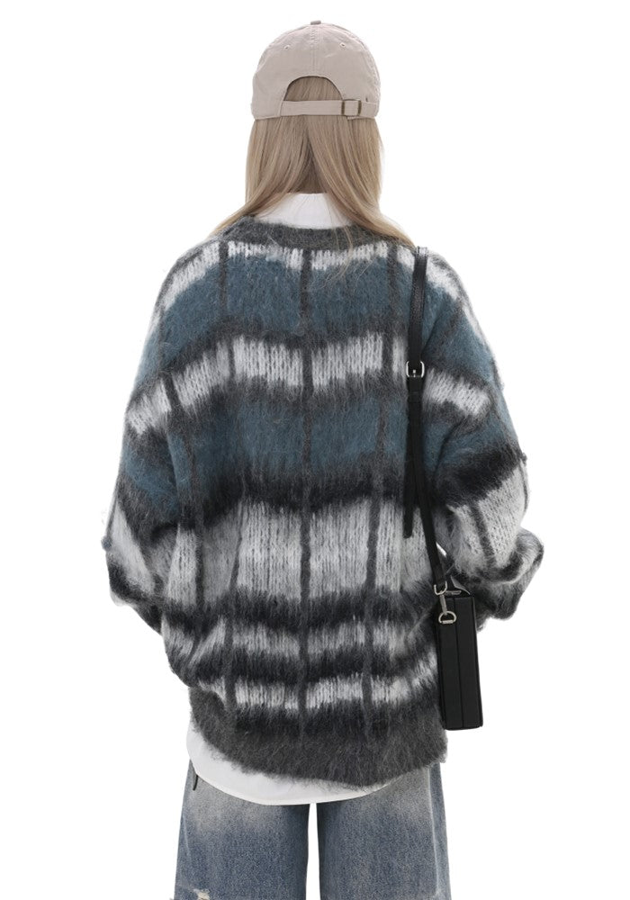 【GIBBYCNA】Multicolor design border style knit sweater  GC0035