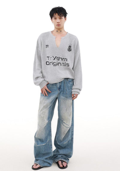 【MR nearly】V-neck design basic silhouette style knit sweater  MR0141