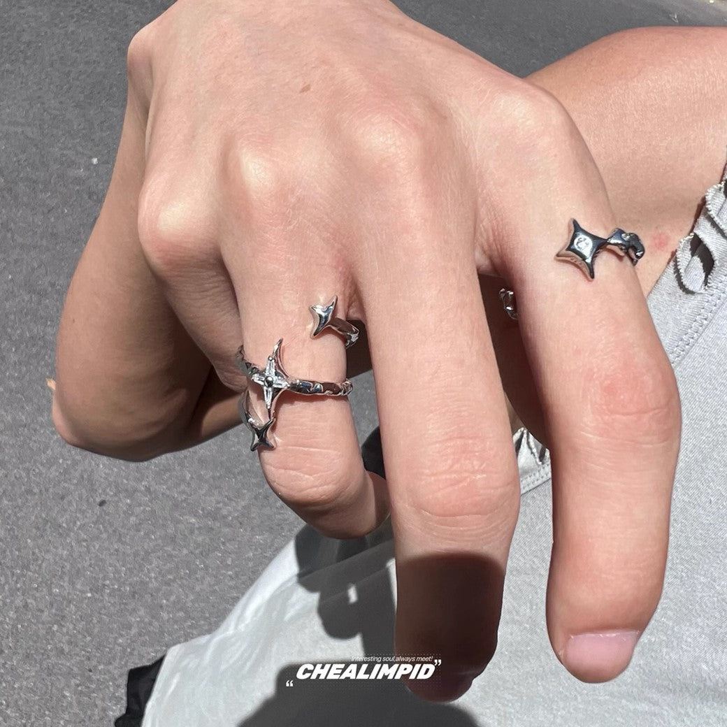 【CHEALIMPID】Cross gimmick unique design silver ring  CL0007