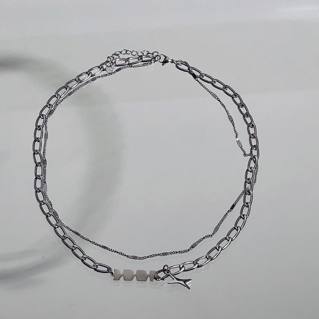 【CHEALIMPID】Double design silver base necklace  CL0018