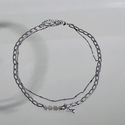 【CHEALIMPID】Double design silver base necklace  CL0018