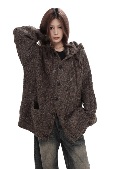 【GIBBYCNA】Dark light color knit fabric design hoodie patch jacket  GC0024