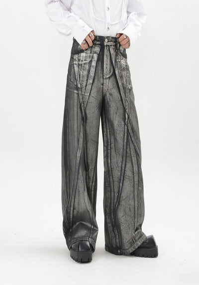 【LUCE GARMENT】Dull grunge wash wide style denim pants  LG0060