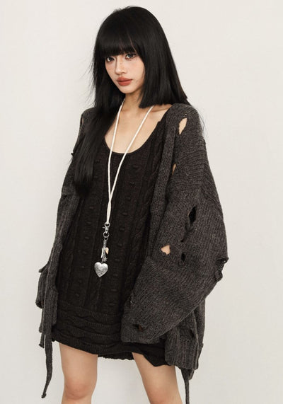 【ZERO STORE】Simple knit fabric design short style all-over dress  ZS0060