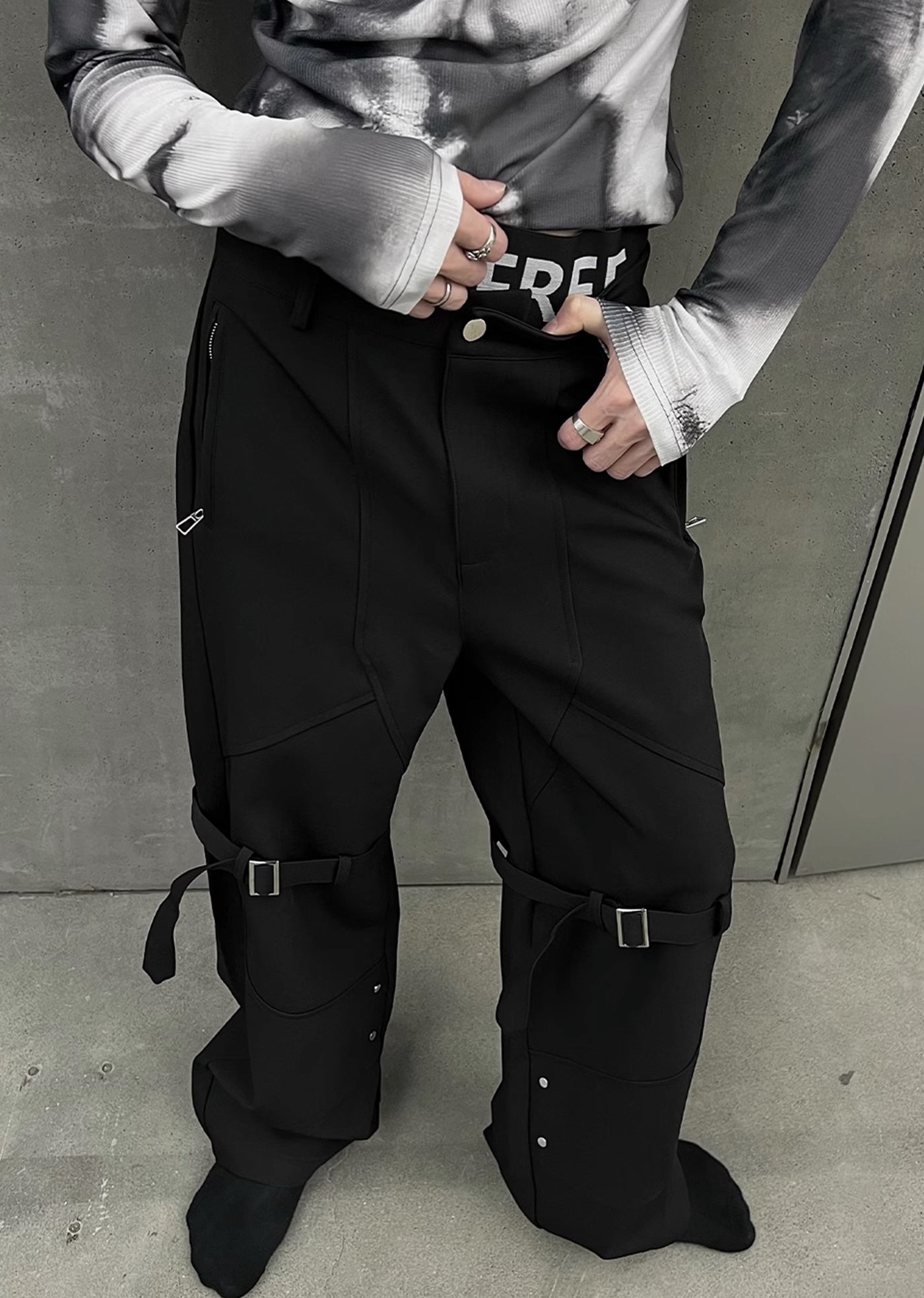 【SOULWORKER】High belt gimmick design wide silhouette overpants  SW0020