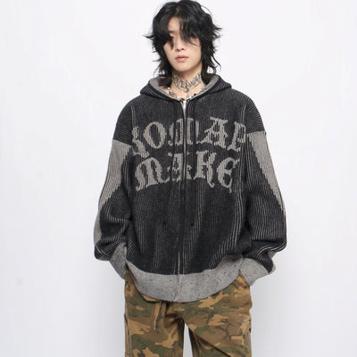 【Mz】Double design color initial point full zip hoodie  MZ0047