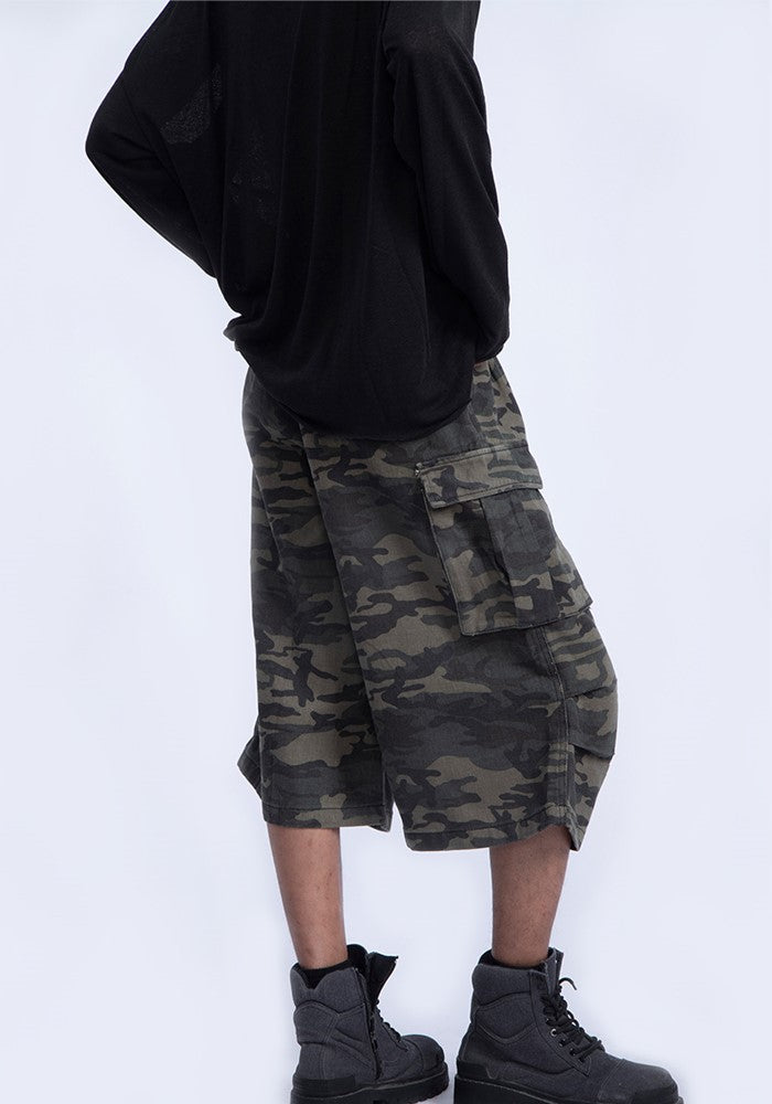 【PLAN1ONE】Simple random camouflage pattern mid-length short pants  PL0046