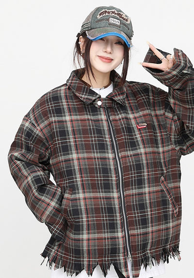 【CEDY】Basic check design distressed jacket  CD0067