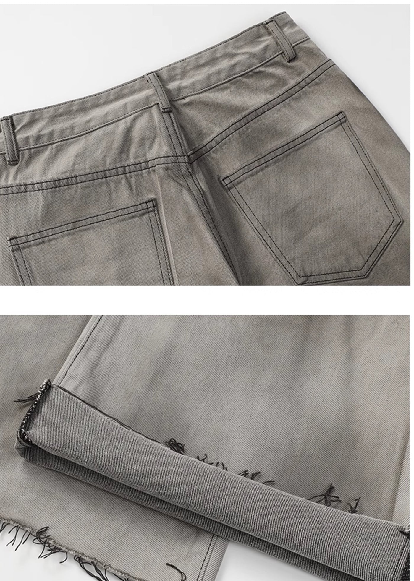 【MAXDSTR】White base vintage faded denim wide pants  MD0158