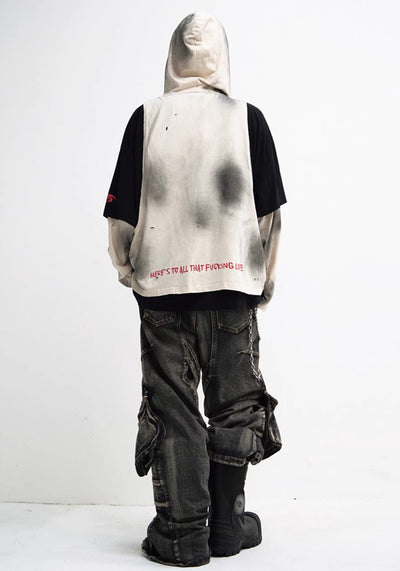 【People Style】Grunge front design street over gimmick hoodie  PS0045