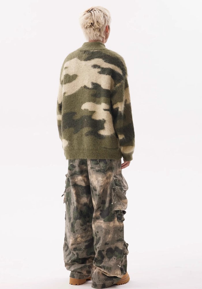 【BTSG】Big pocket double design camouflage color wide style cargo pants  BS0025