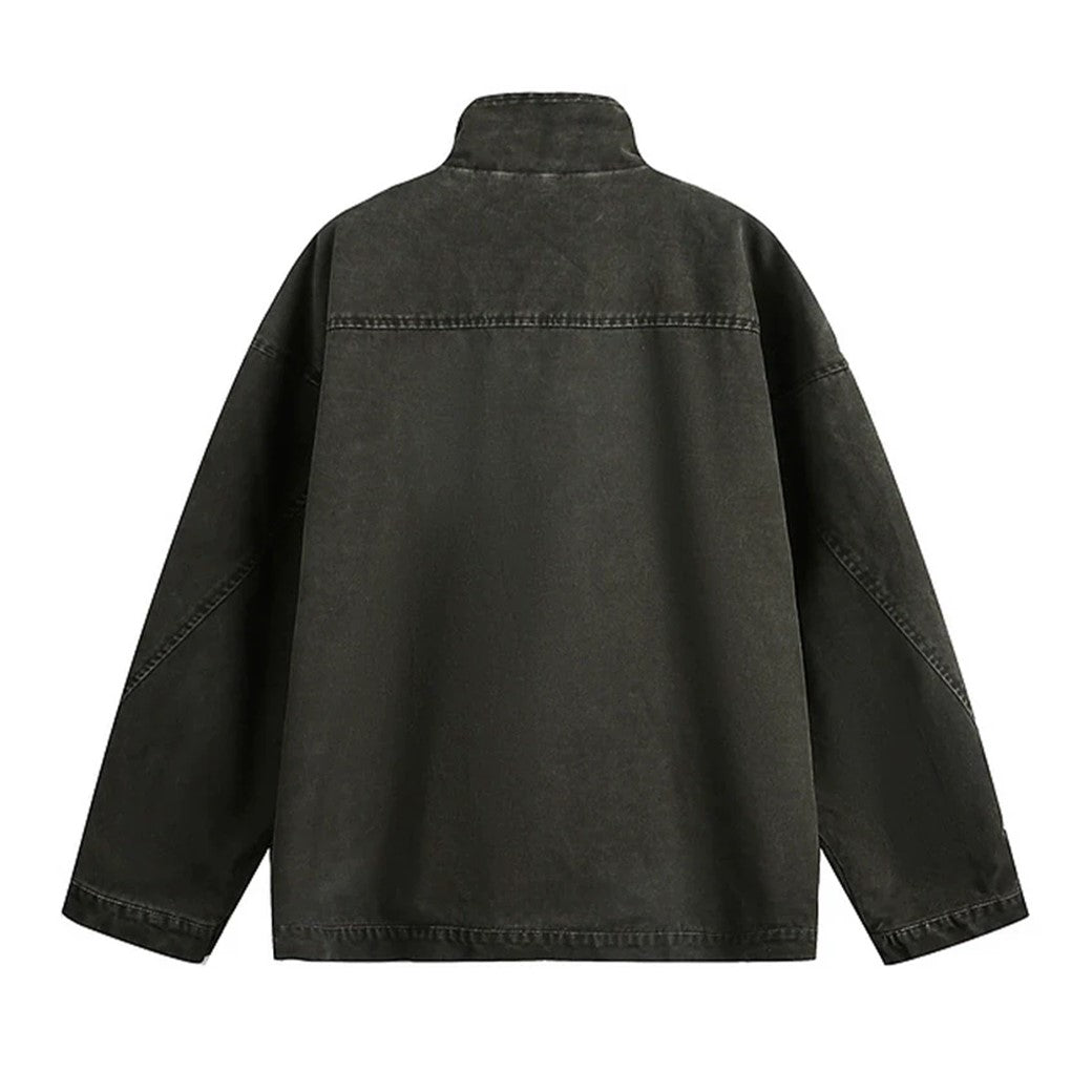 【NIHAOHAO】Dull grey color front pocket design high neck jacket  NH0196