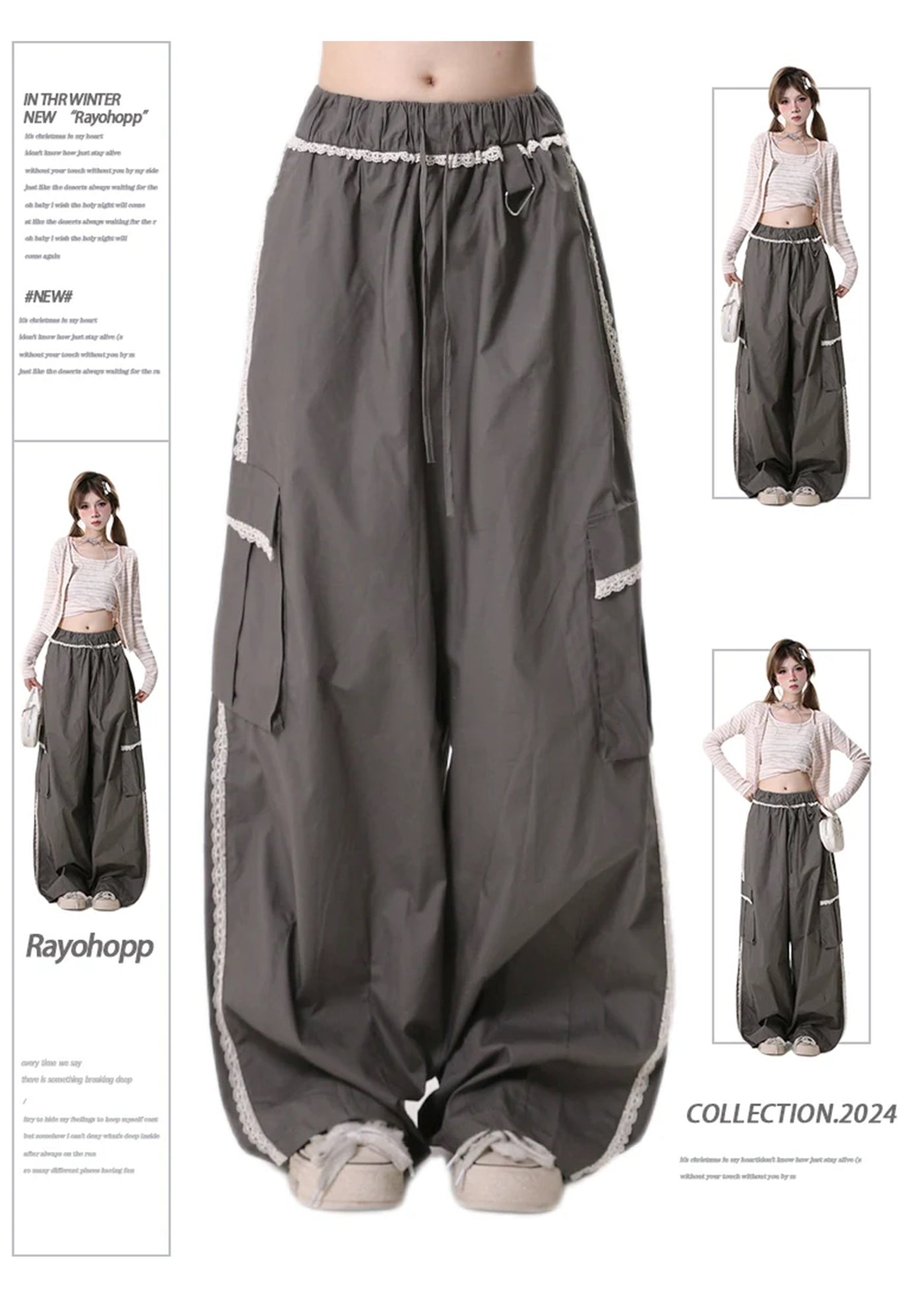 【Rayohopp】Frill design line gothic style wide pants  RH0128