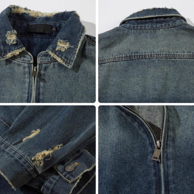 【Mz】Gradient navy vintage denim shirt  MZ0035