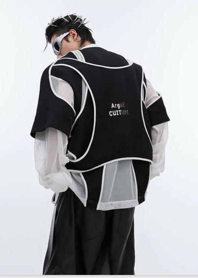 【Culture E】Gimmick countless line design monotone color layered long sleeve T-shirt  CE0150