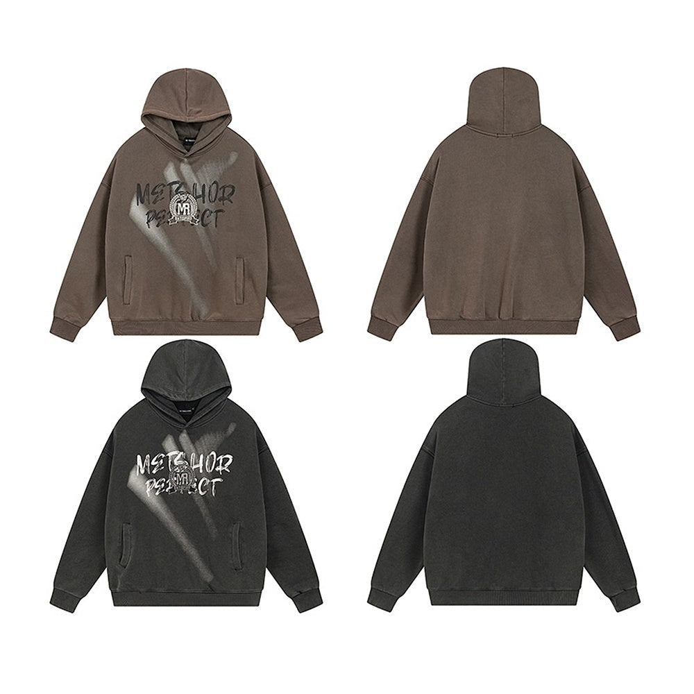 【NIHAOHAO】Front initial wash oversized silhouette hoodie  NH0201