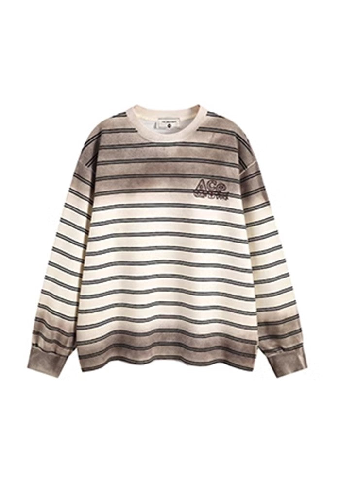 【BLACK BB】Double wash balance color border design long sleeve T-shirt  BK0051