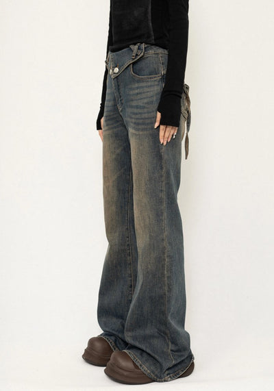 【ZERO STORE】Grunge dull wash processing flared silhouette classic denim pants  ZS0061