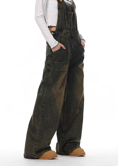 【VINMUK】Vintage dull blue wide denim overalls  VM0007