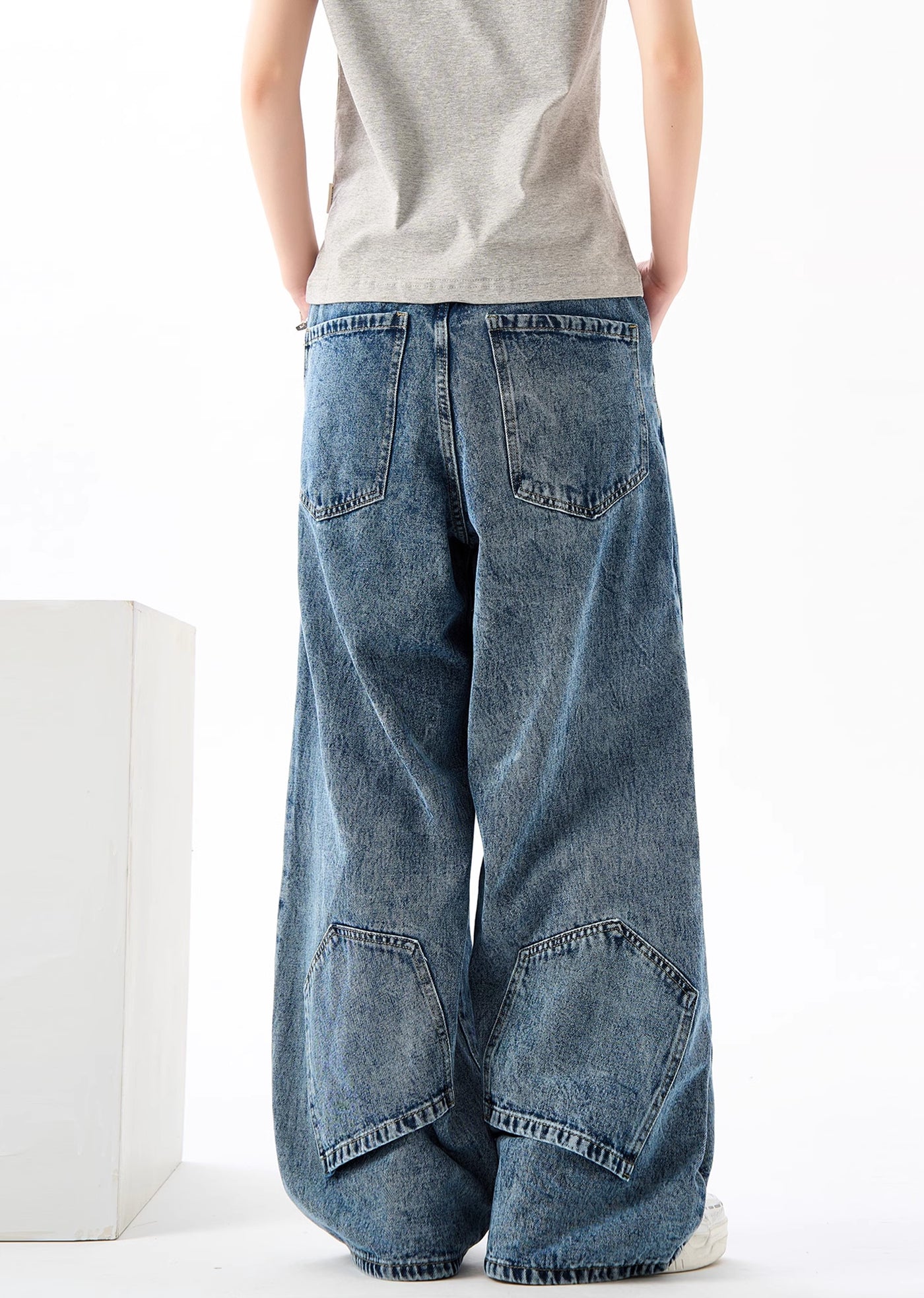 【H GANG X】Gimmick tuck over wide straight silhouette denim pants  HX0070