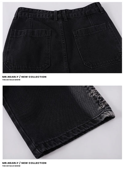 【MR nearly】Sideline washed wide load denim pants  MR0099