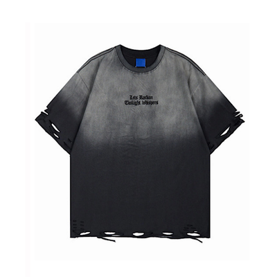 【Mz】Gradient wash distressed style oversized short-sleeved T-shirt  MZ0083