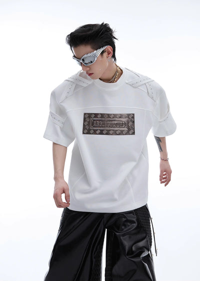 【Culture E】Glossy front logo design over multi short sleeve T-shirt  CE0147