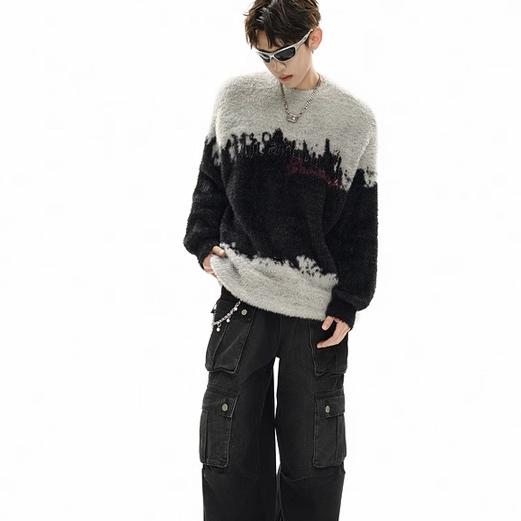 【NIHAOHAO】Double loose collar simple design over knit sweater  NH0164