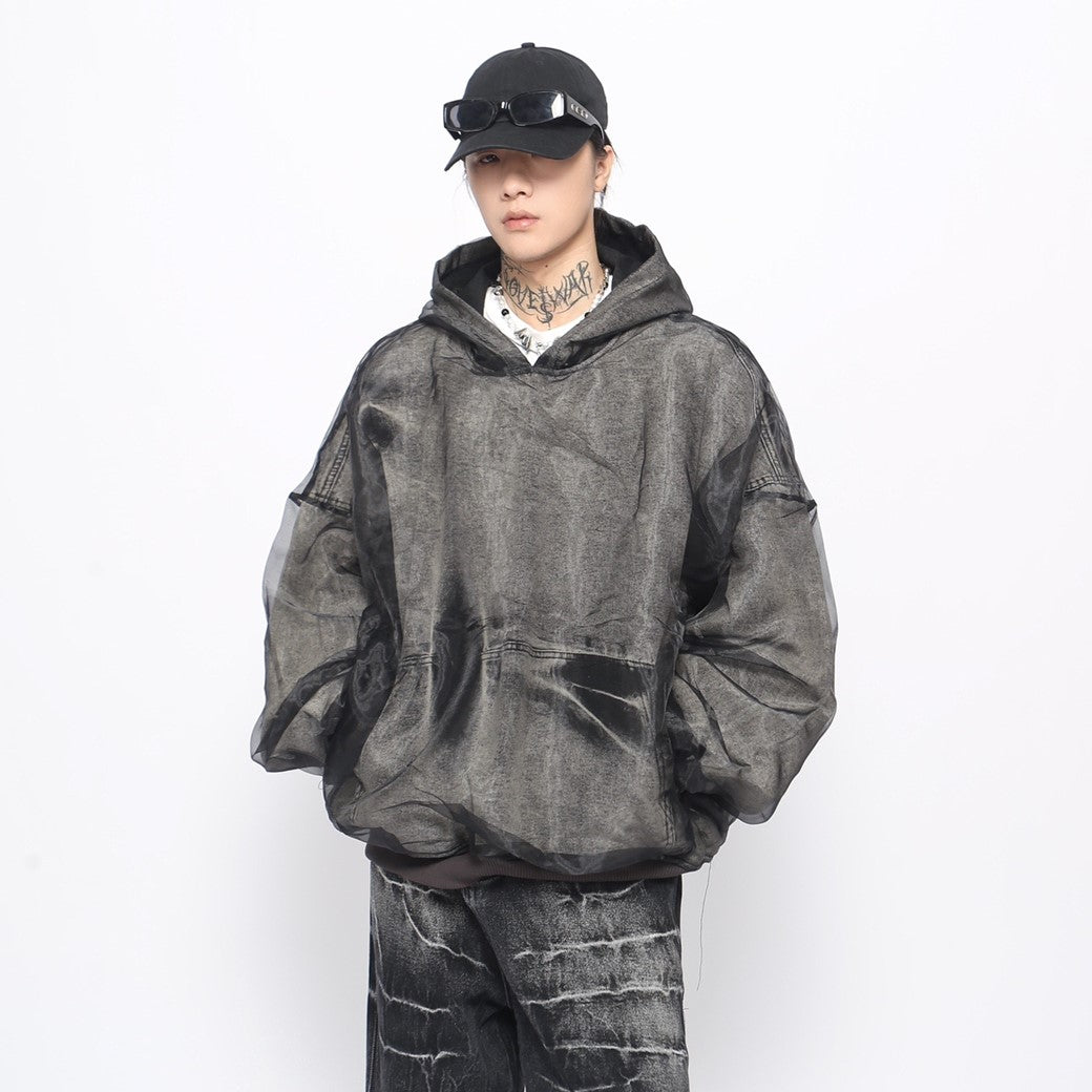 【Mz】Double layered design wide bra silhouette hoodie  MZ0050