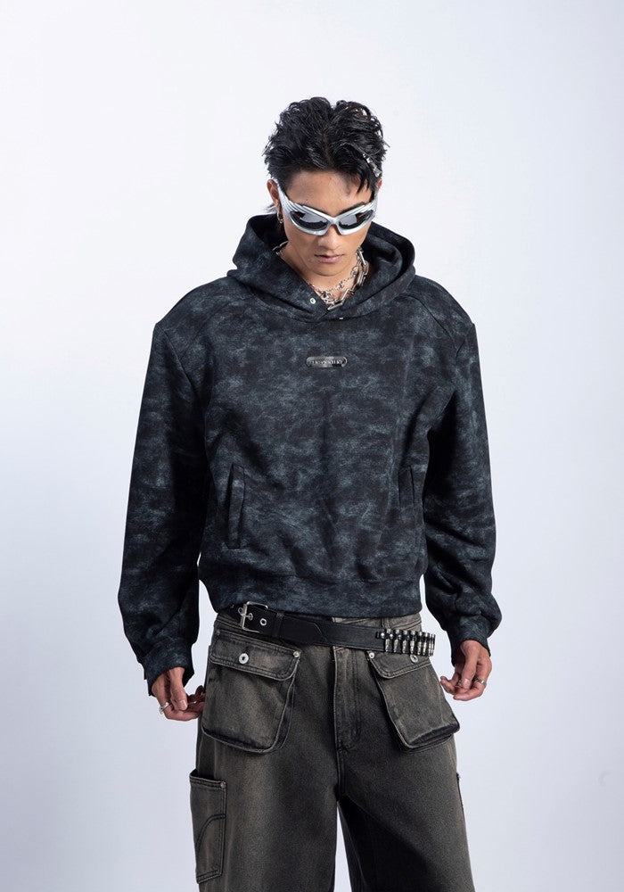 【PLAN1ONE】Camouflage dark color random base pullover hoodie  PL0040