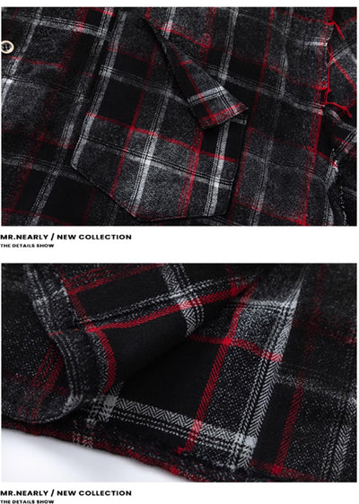 【MR nearly】Red and black vintage check shirt  MR0116