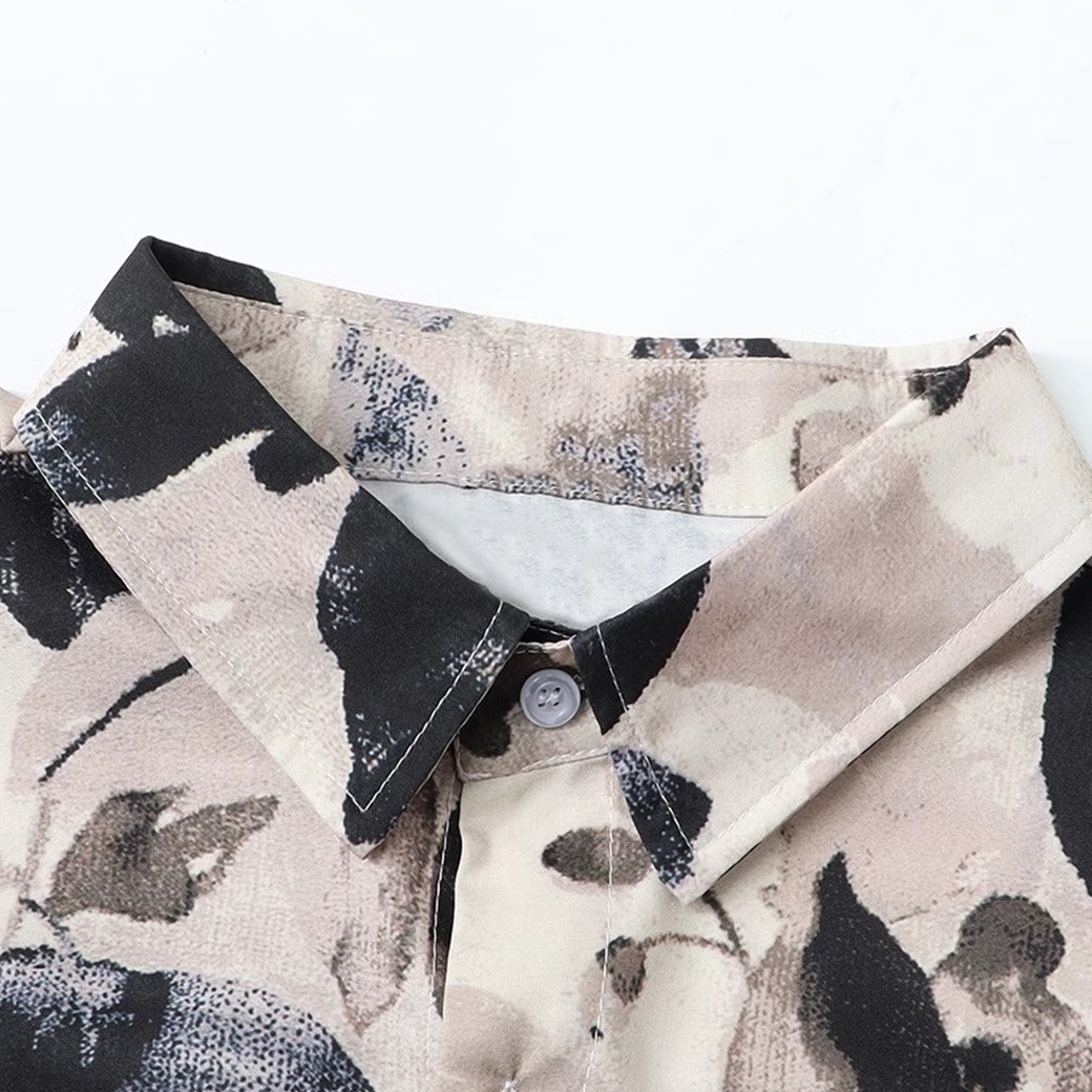 【ANAMONE】Random flower and butterfly design gothic short sleeve shirt  AO0015