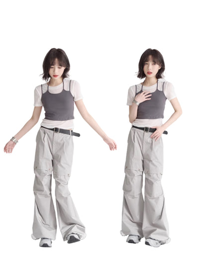 【Universal Gravity Museum】Tuck silhouette design white balance wide pants  UG0036
