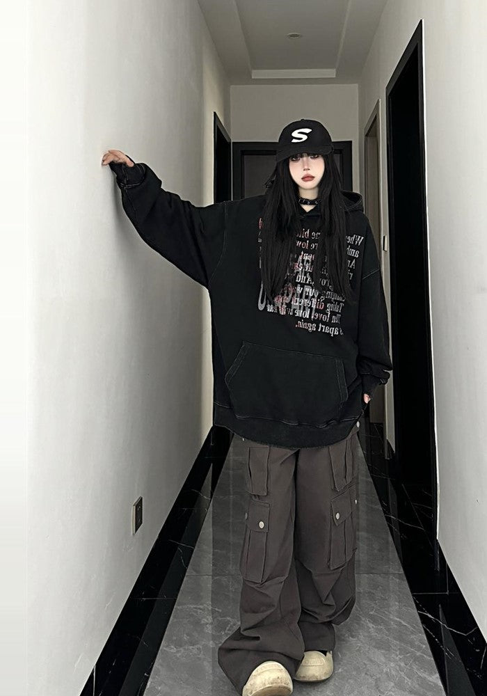 【W3】Multi-front initial design oversized hoodie  WO0084