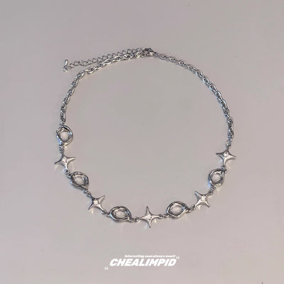【CHEALIMPID】Cross Marble Point Design Silver Necklace  CL0005