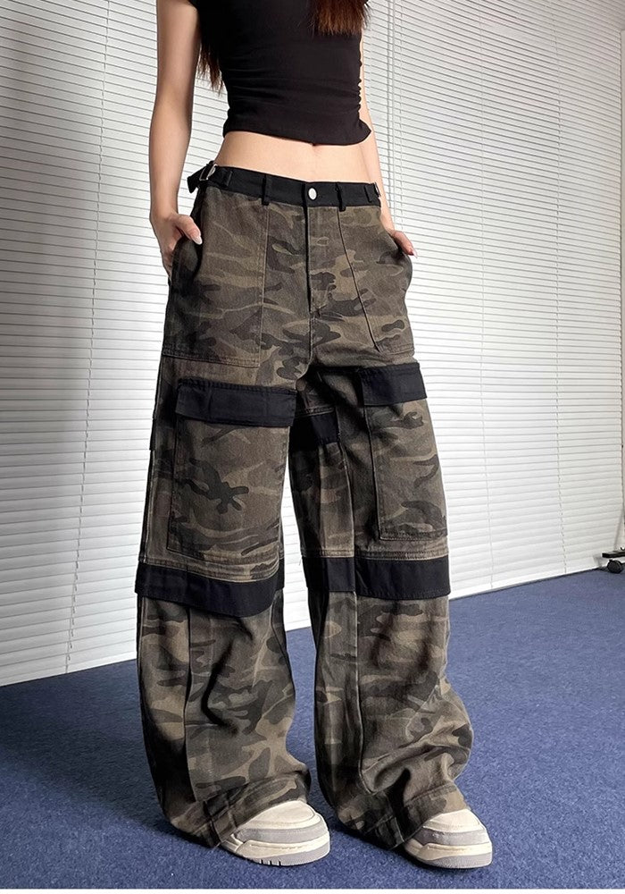 【Apocket】Multi-line design camouflage wide style pants  AK0031