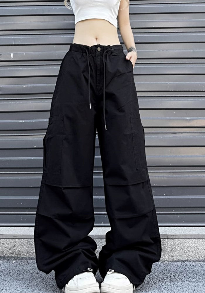 【W3】Simple base color monochrome wide silhouette pants  WO0086