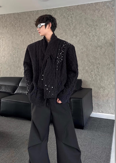 【MARTHENAUT】Knit base gothic style design roll jacket  MH0068