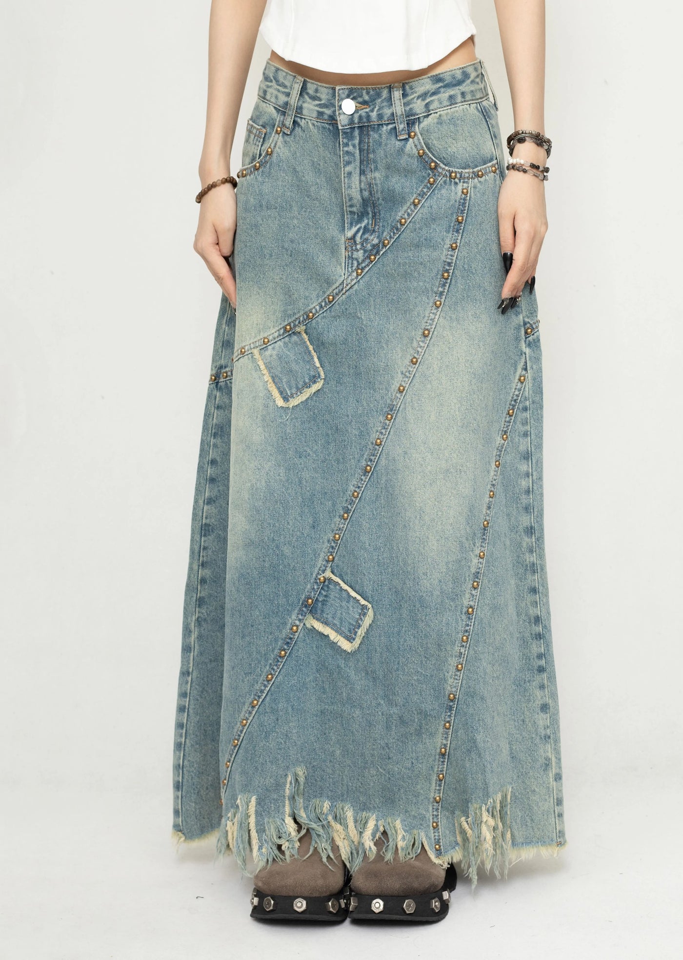 【ZERO STORE】Random dull wash wide silhouette denim skirt  ZS0051