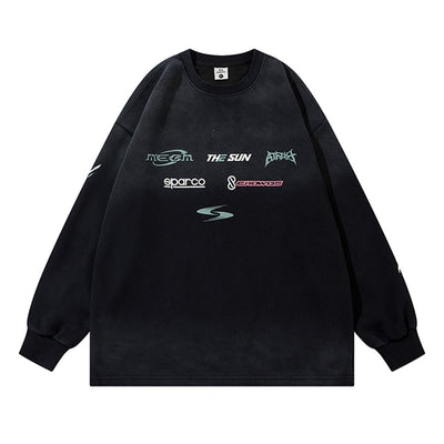 【NIHAOHAO】Gradient wash initial logo design base sweatshirt  NH0178