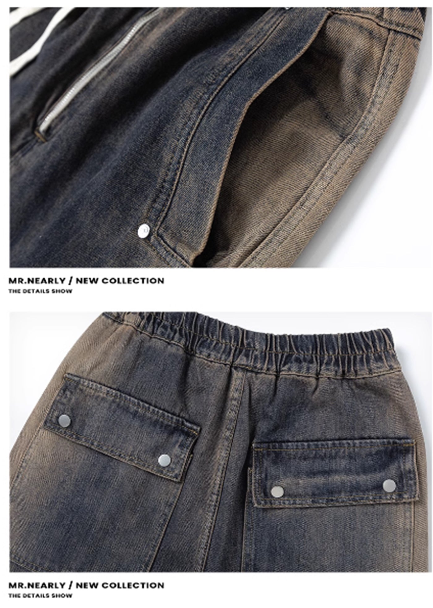 【MR nearly】Dull vintage color elastic waist denim pants  MR0117