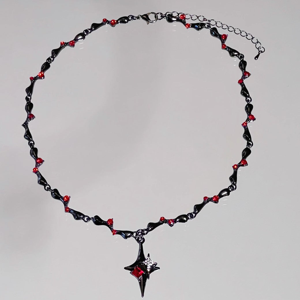 【CHEALIMPID】Dark Red Prince Color Star Shape Design Necklace  CL0013