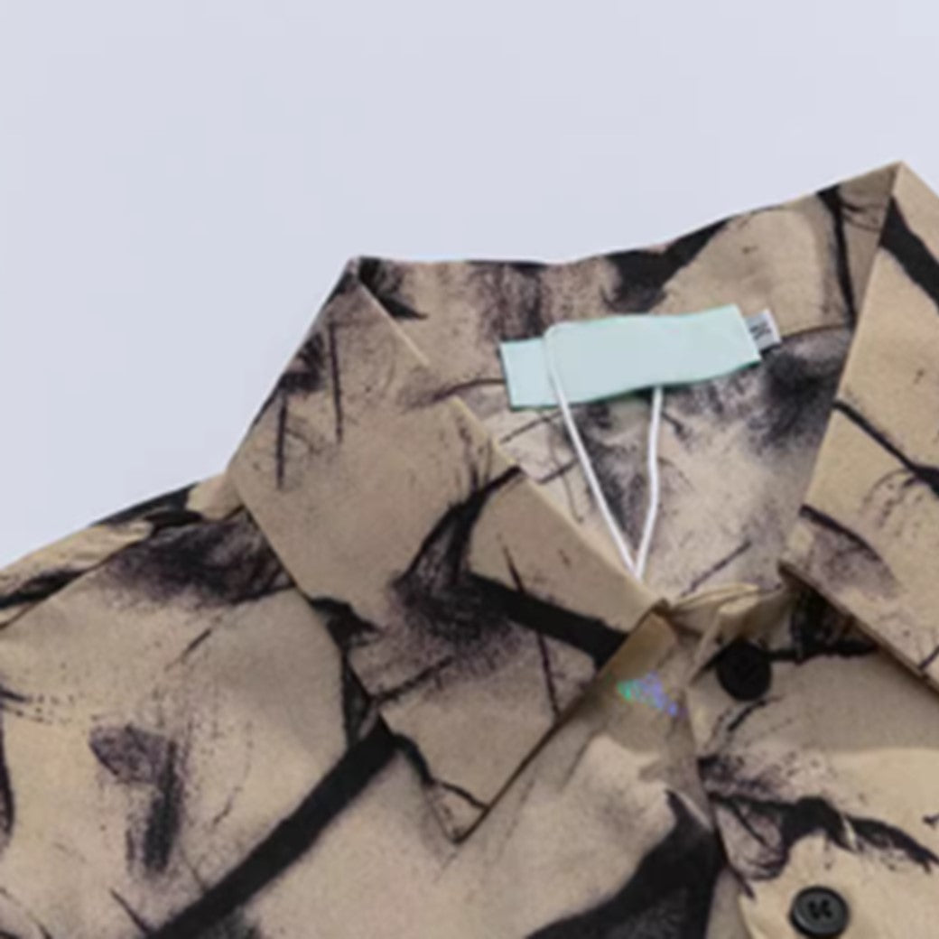 【NIUGULU】Random floral design over silhouette short sleeve shirt  NG0031