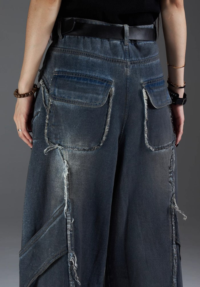 【NOMANIAI 】Grunge street style wash design denim pants  NA0001