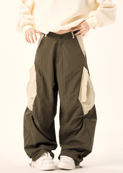 【H GANG X】Double color nylon over wide silhouette casual pants  HX0079