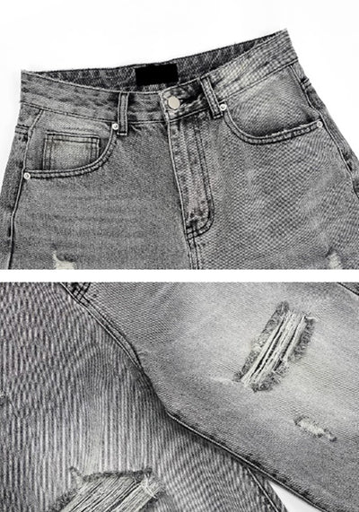 【MICHINNYON】Dull street design wide over denim shorts pants  MY0010
